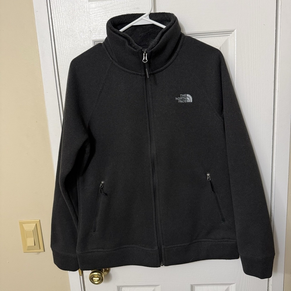 The North Face Ribbed Women's Black Fleece Lined Full Zip Jacket Medium